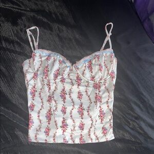Edikted Pink Floral Corset Top